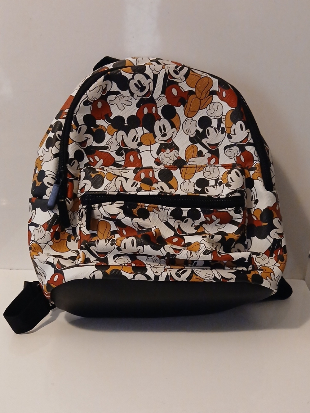 DISNEY Mickey Mouse Pattern Mini Backpack - Black, White, Red, Gold  NWT